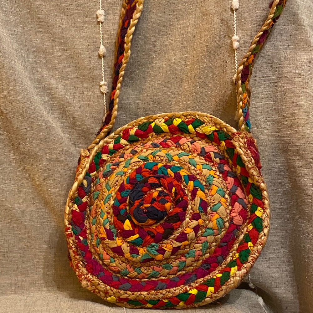 Eco-Chic Colorful HandWoven Chindi Crossbody recycled Saris fabrics